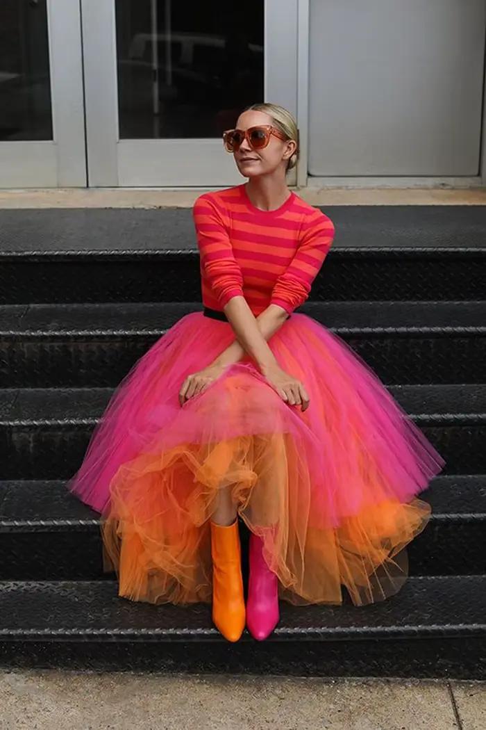 Jupes en tulle rose et orange chaud