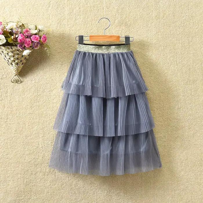 Jupe superposée en mousseline de soie pour filles, jupe de princesse blanche, vêtements pour adolescentes, enfants de 10 ans, été