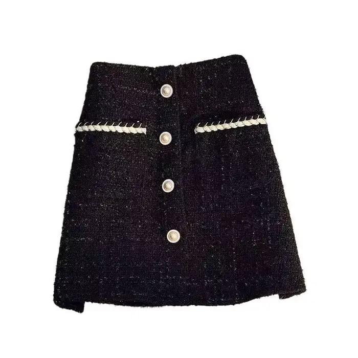 Jupe mi-longue en soie brillante pour femme, taille haute, en laine épaisse, style portefeuille, blanche, collection automne-hiver