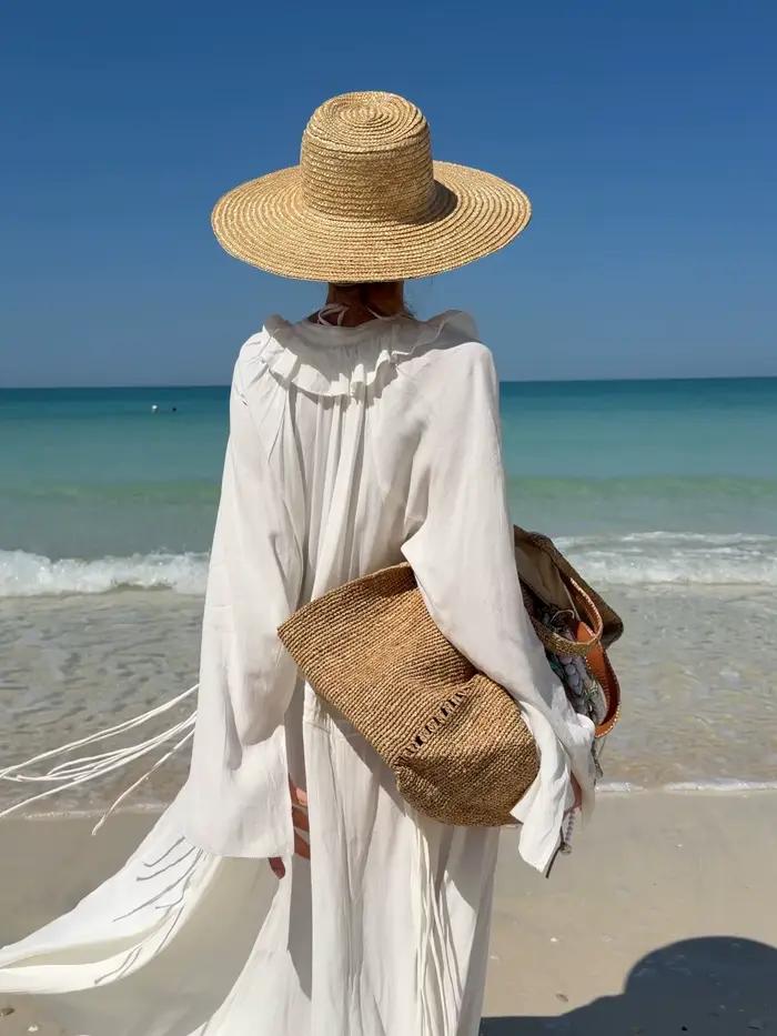 Robe de plage blanche pour femme