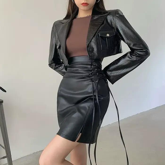Jupe en PU pour femmes
