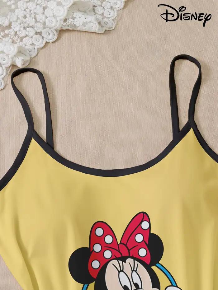 Pyjama pour femmes avec jupe suspendue à motif de nœud de dessin animé Disney Minnie