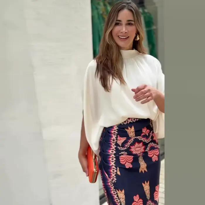 Femmes jupe ensemble deux pièces ensembles robe mince ensembles moulante imprimé fleuri manches longues col rond élégant épissure hauts jupes longues Sexy