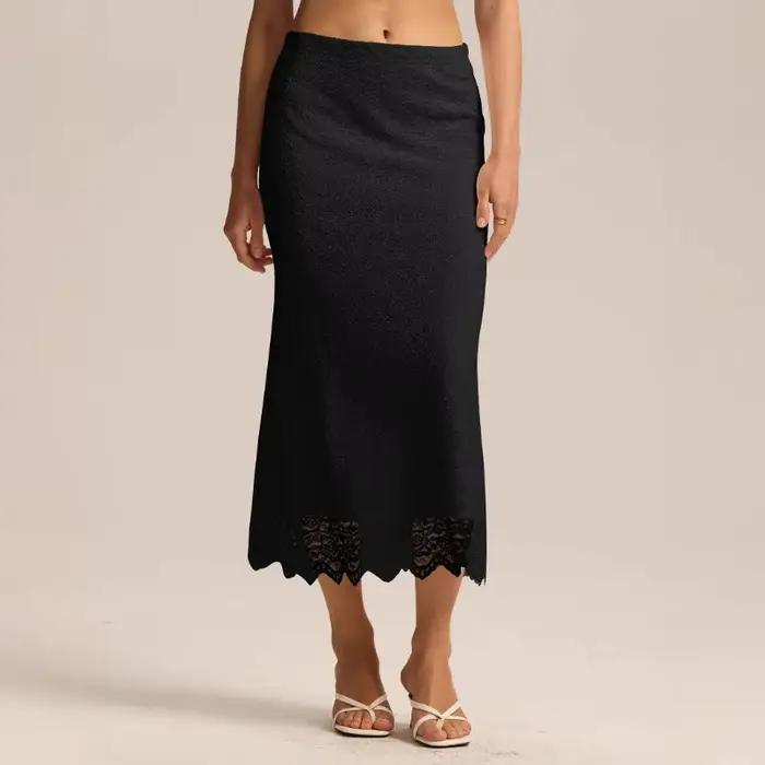 Jupe en dentelle 2026 Printemps-Été Taille haute Coupe ajustée Robe moulante aux hanches