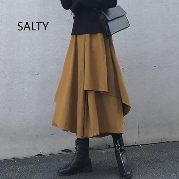 Jupes noires femme gothique japonais irrégulière taille haute jupe plissée pantalon pour femmes Vintage solide Cargo