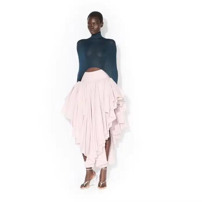 Jupes asymétriques pour femmes, forme d'escalier rose couture, longueur cheville, jupes sur mesure, plusieurs couleurs disponibles