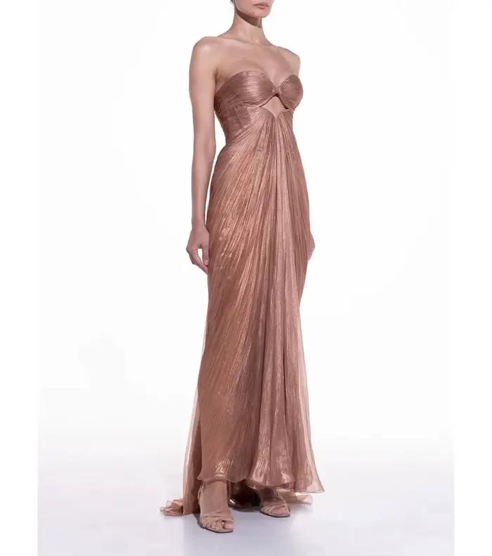 Robe de soirée plissée en crêpe Simple