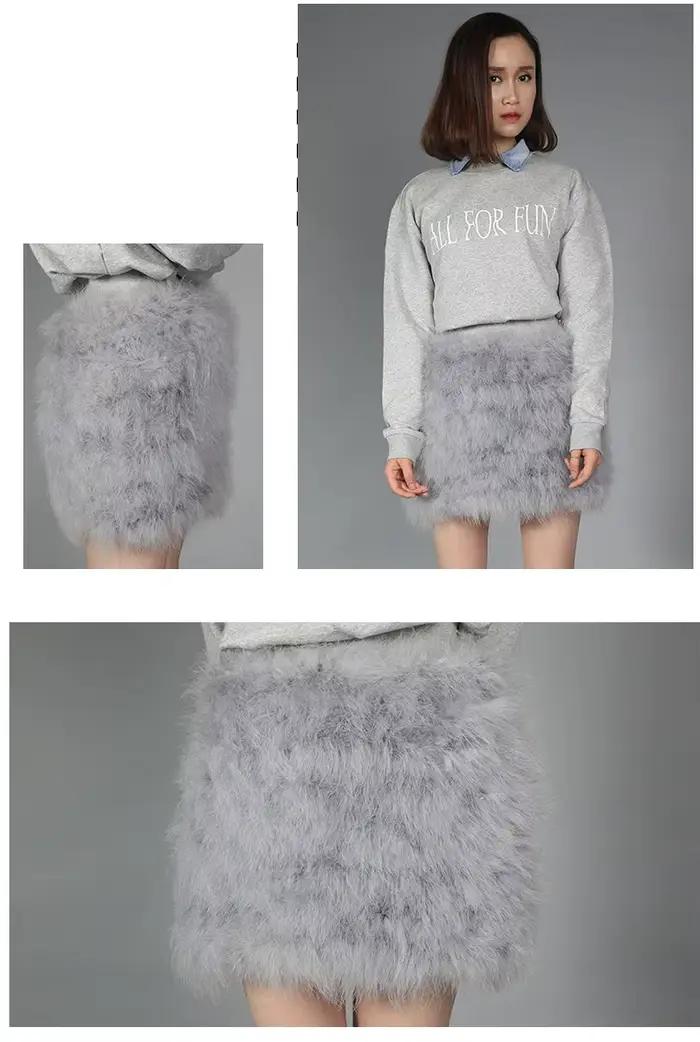 Mini jupe en plumes d'autruche véritable