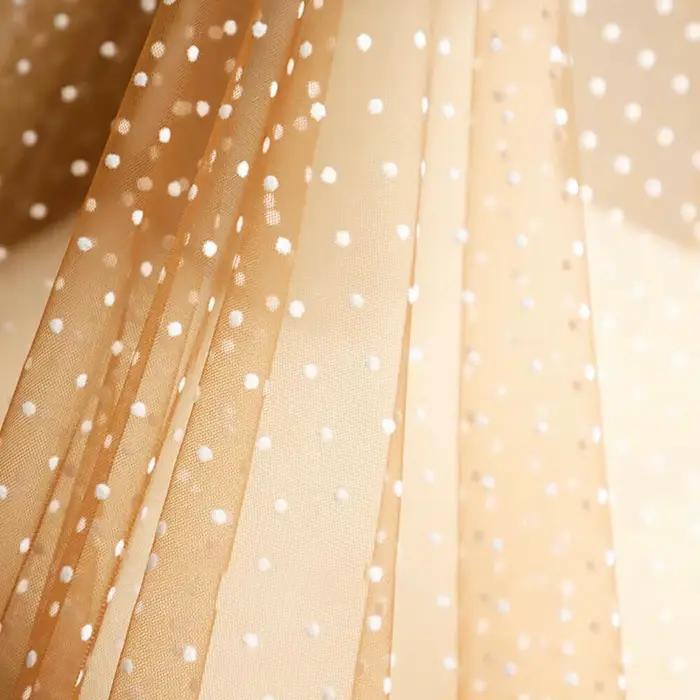Tulle transparent en maille floquée