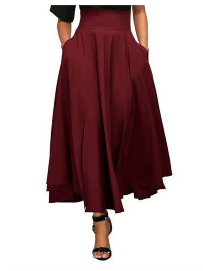 Demi-jupe plissée taille haute pour femme