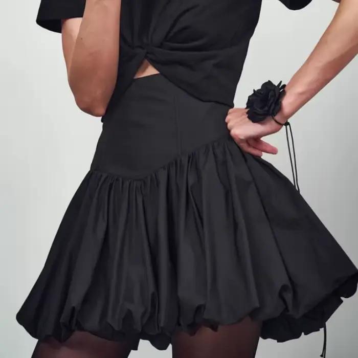 Mini jupe plissée taille haute pour femme