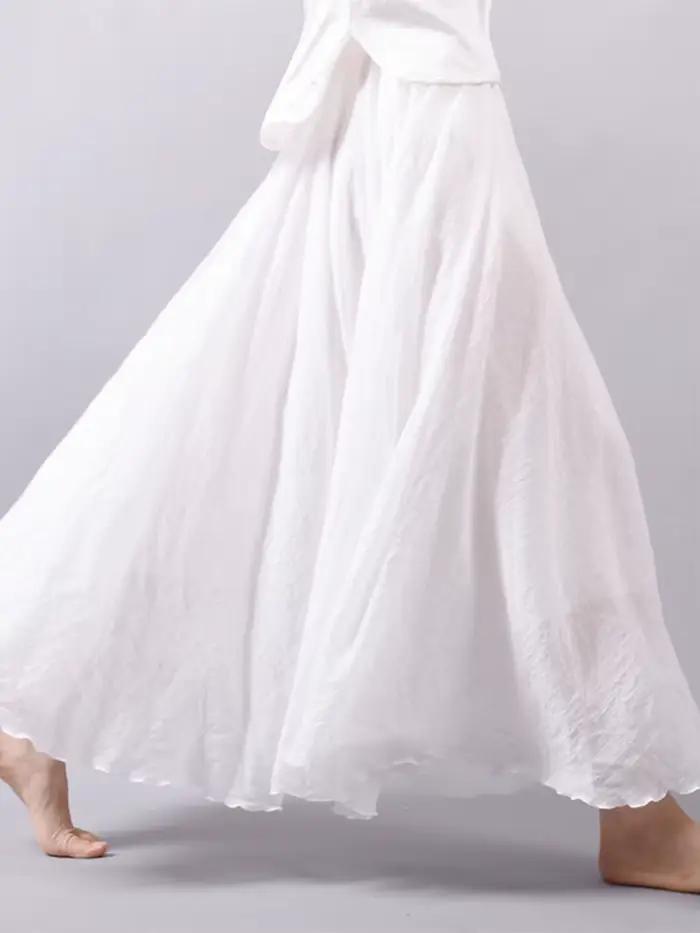 Jupe maxi en lin taille haute pour femmes