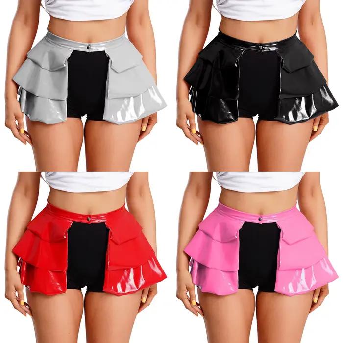 Jupe en cuir PU pour femmes