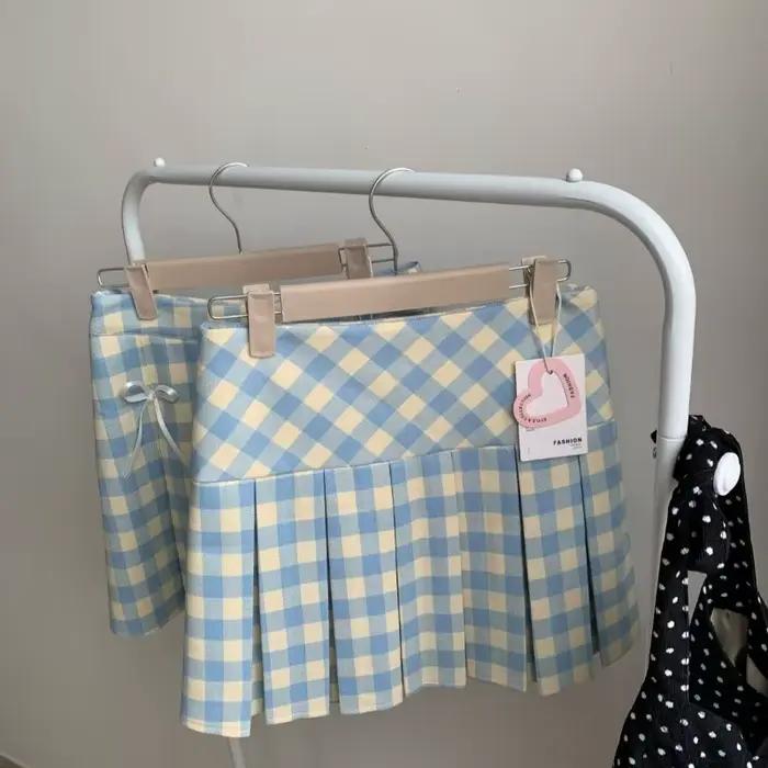 Mini jupe à carreaux japonaise pour femmes