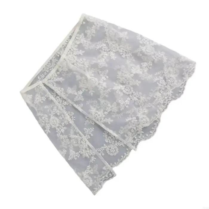 E56A Femmes coréennes à broderie fleur en dentelle courte jupe tablier