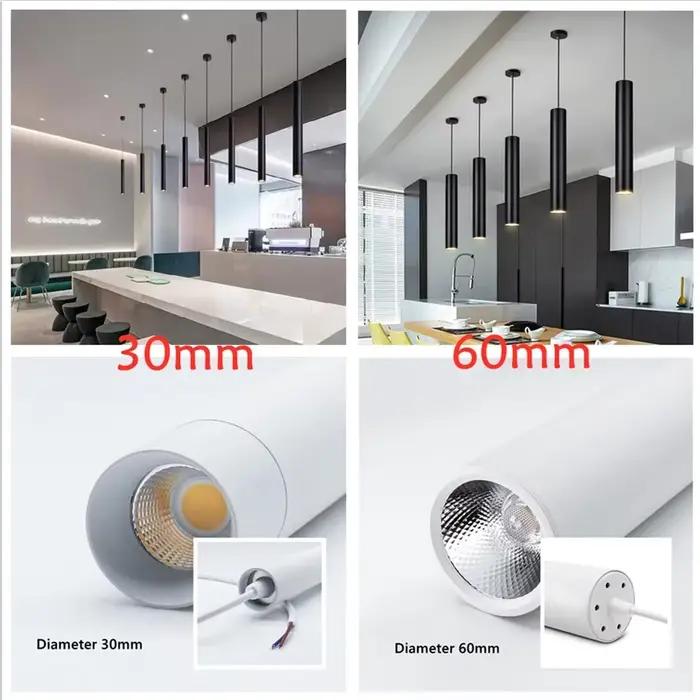 Lampe suspendue LED moderne, lampe à tube long, décoration pour îlot de cuisine, salle à manger, boutique, comptoir de bar, lampes suspendues en forme de tube cylindrique