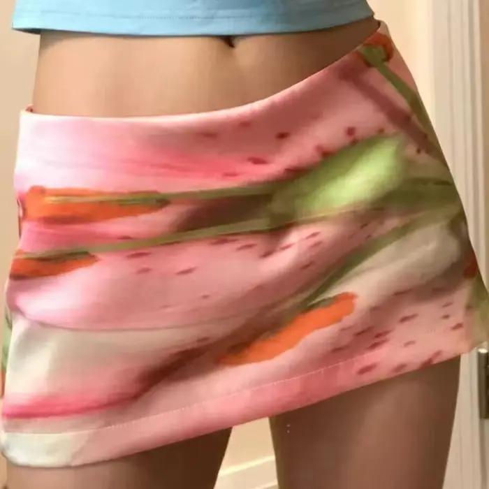 Mini-jupe trapèze vintage Y2K esthétique pour femme