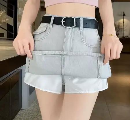 Jupe en jean gris pour femme