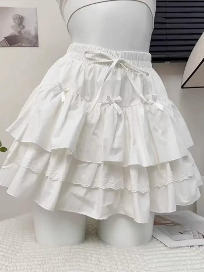 Grande taille gros mm pur blanc gâteau jupe dentelle mignon ballet style niche