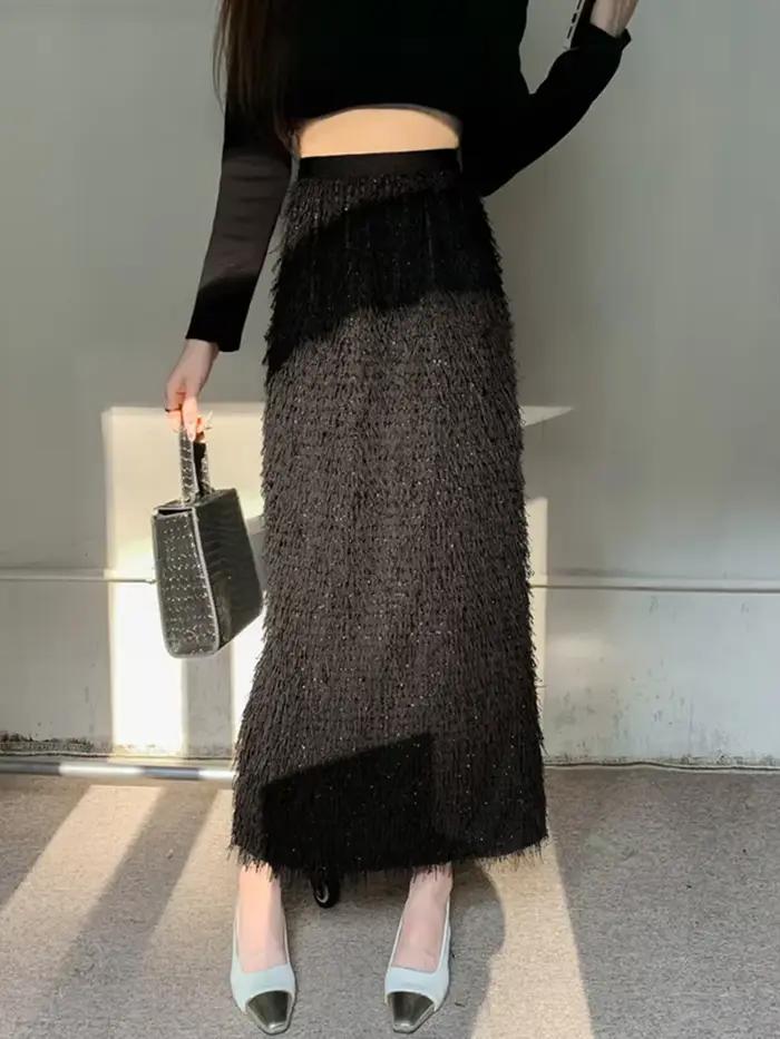 Jupe longue taille haute A-Line pour femme