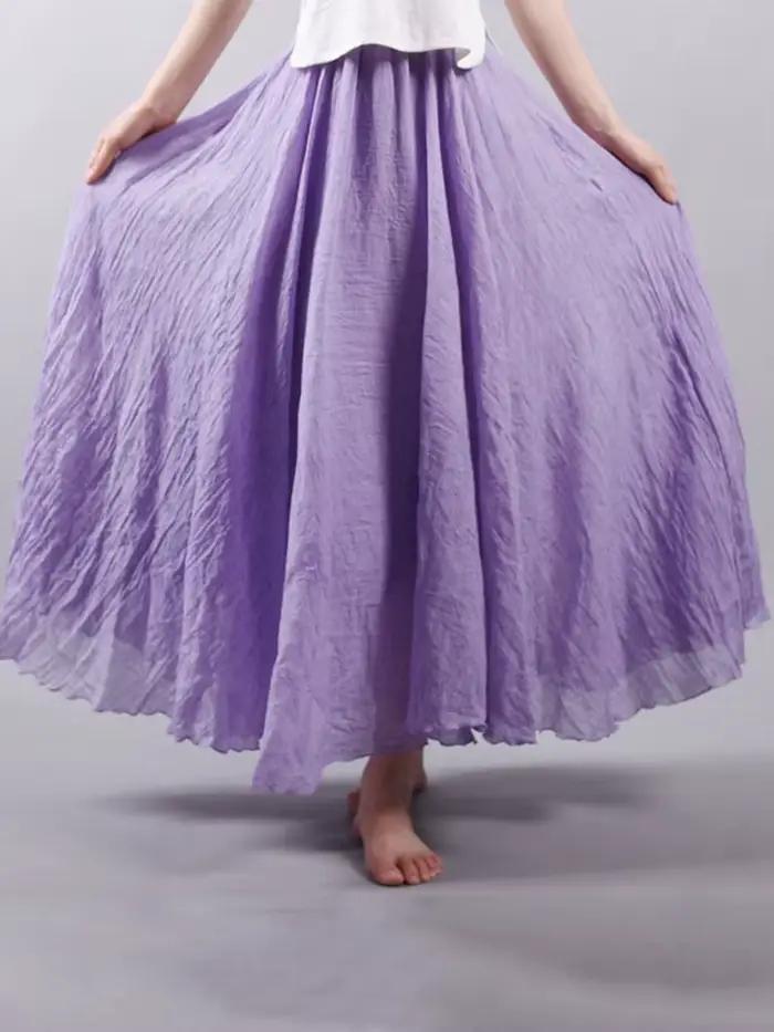 Jupe maxi en lin taille haute pour femmes