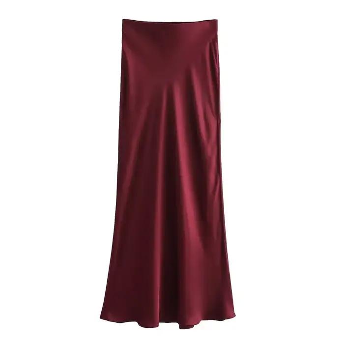 Jupes mi-longues en Satin fluide pour femmes