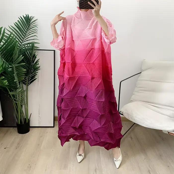 Robe plissée dégradée, nouvelle collection Printemps/Été 2026, jupe longue plissée diamant, vêtement féminin amincissant et élégant