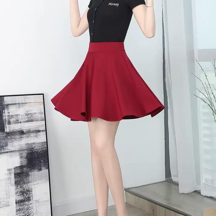 Jupe extensible rouge pour femme