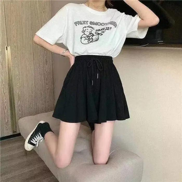 Jupe courte taille haute élastique pour femme