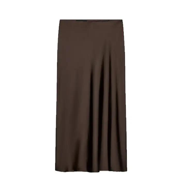 Jupe midi en satin couleur chocolat