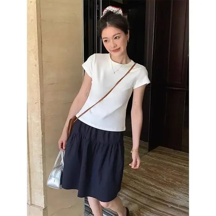 Mini-jupe décontractée à taille élastique pour femme