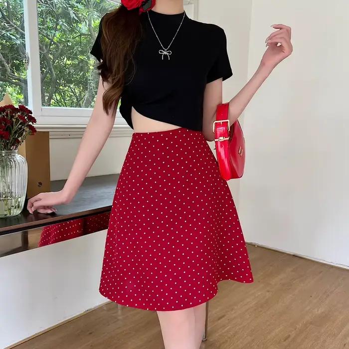 Jupes pour femmes taille haute Midi femme jupe rouge Chic et élégant été 2025 Streetwear tendance
