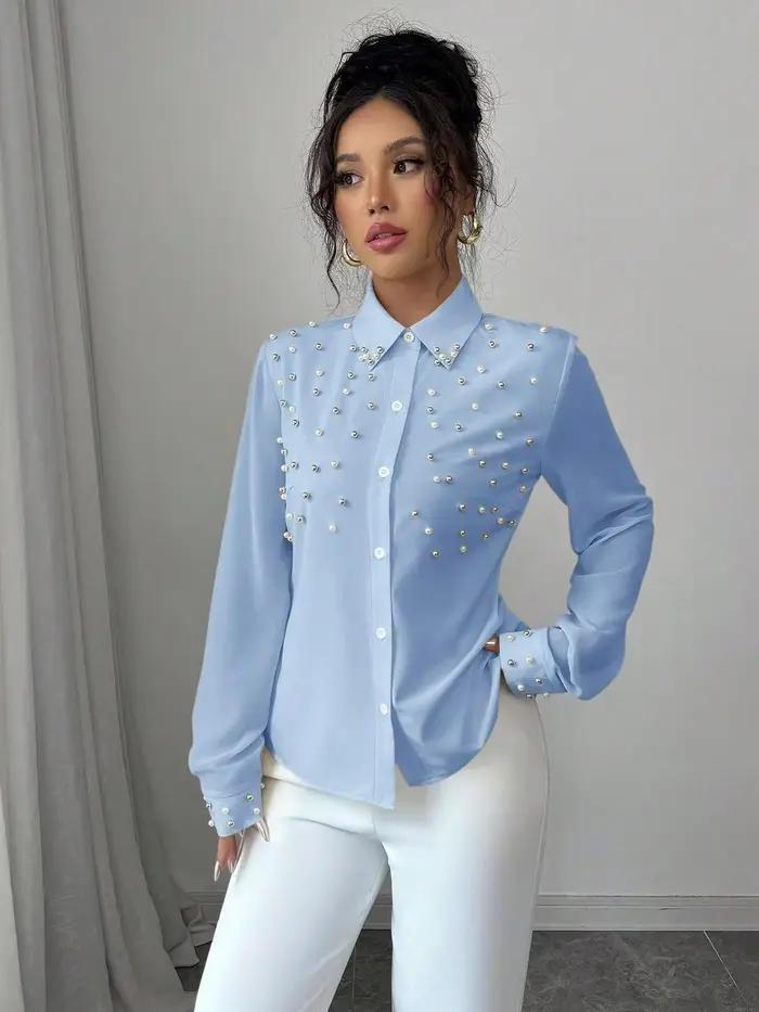 Chemise à manches longues pour femme, tenue quotidienne élégante et confortable, parfaite pour les paramètres décontractés et de bureau