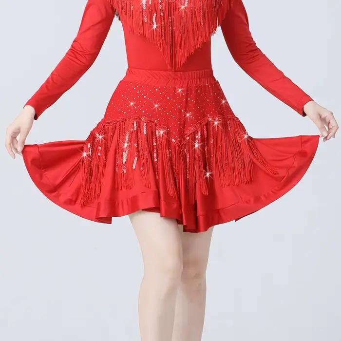 Jupe de danse latine scintillante pour femmes style moderne danse de salon et jitterbug occasions spéciales compétition danse de salon anniversaire présent cadeau danseur