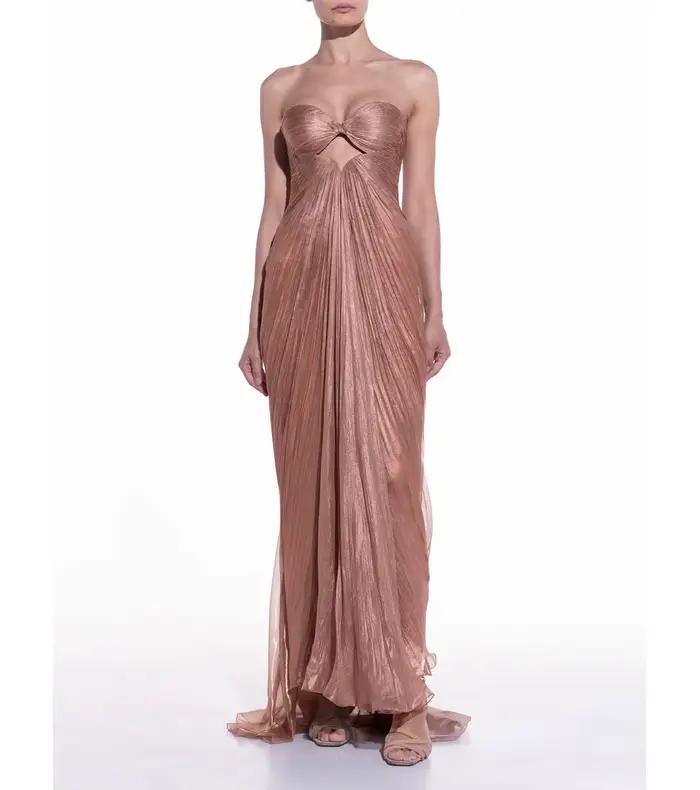 Robe de soirée plissée en crêpe Simple