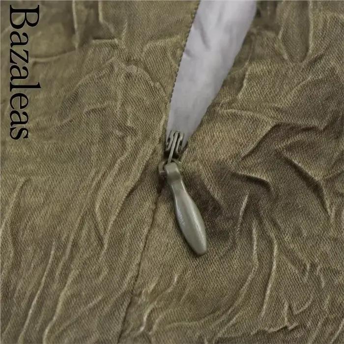 Bazaleas 2025 basique imprimé fleuri Patchwork Midi jupes rétro décontracté vert dame jupe élégante
