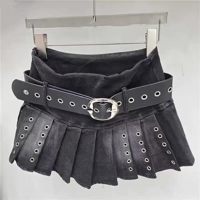 Jupe en jean plissée mini DEAT pour femme