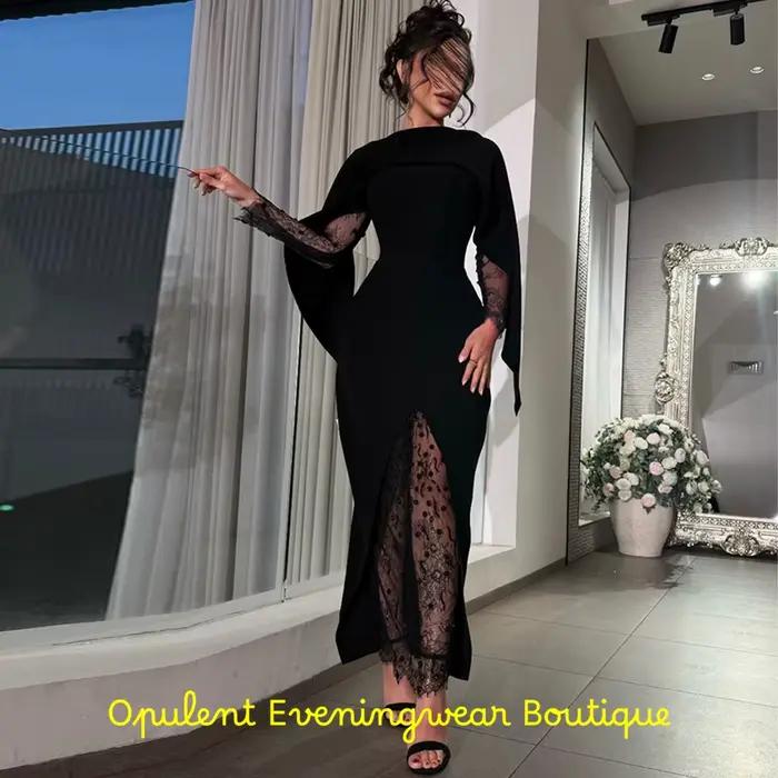 Robe de soirée simple en jersey noir