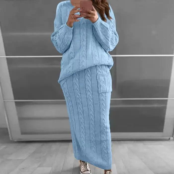 Ensemble pull et jupe en tricot pour femme