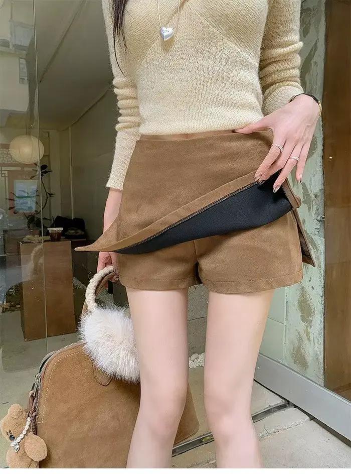 Jupe culotte style Spice Girl pour femme, nouvelle collection automne-hiver 2026, jupe-short fendue taille basse, jupe moulante