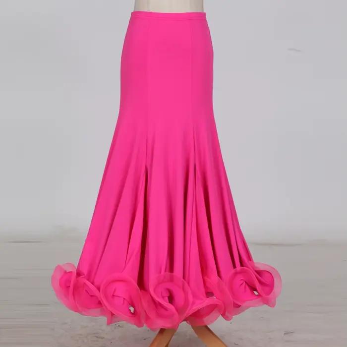 Jupe de danse de salon moderne pour femmes polyester élasthanne couleurs variées blanc beige brun orange rose occasions spéciales compétitions spectacles soirées dansantes