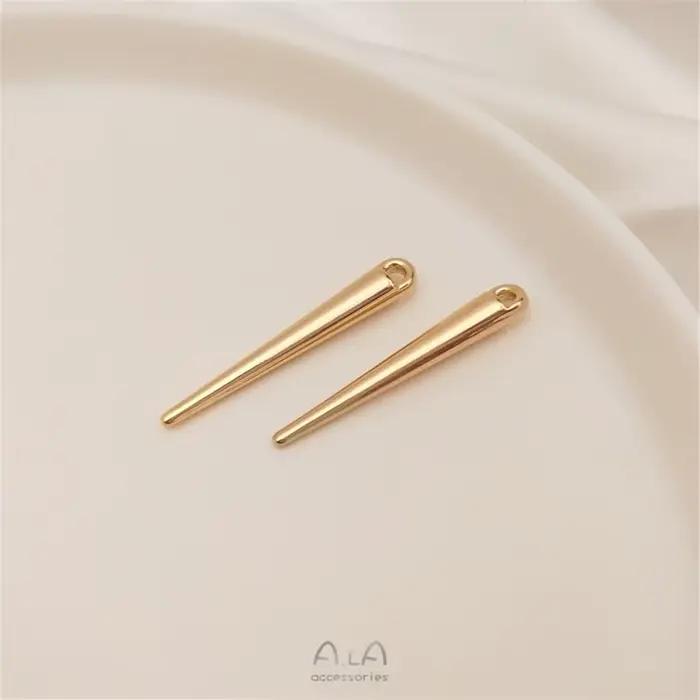 Long pendentif conique plaqué or 14 carats pour ongles, clou de poivre, clou de saule, collier de bricolage, boucles d'oreilles