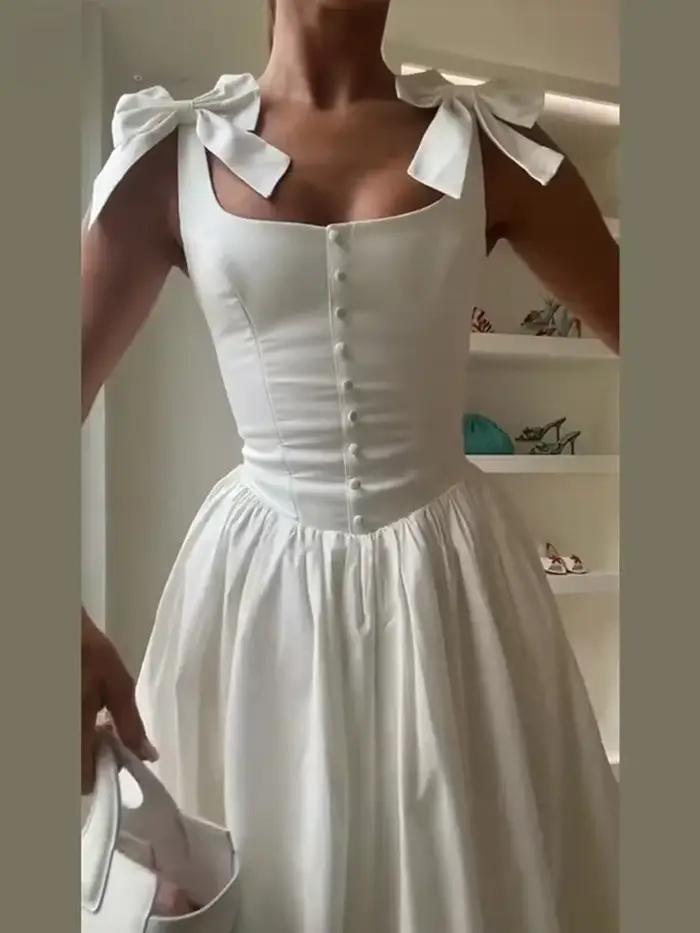 Robe longue à nœud élégant pour femmes