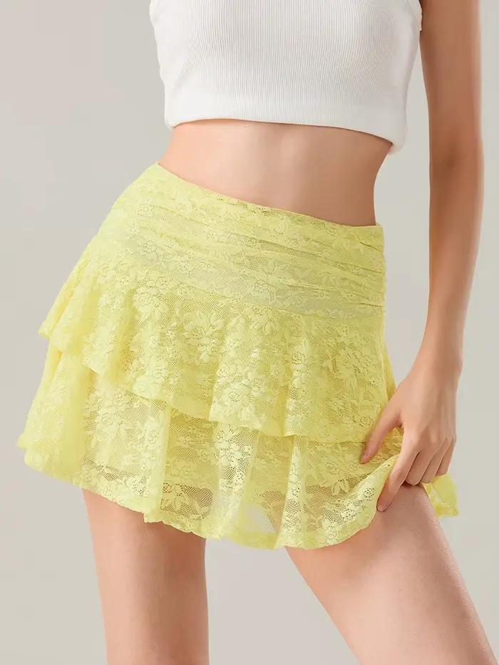 Mini jupe en dentelle pour femmes