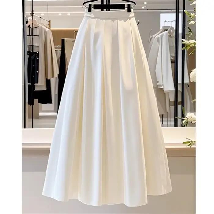 Femmes jupe blanc solide a-ligne printemps été Simple élégant femme Style français mode Vintage