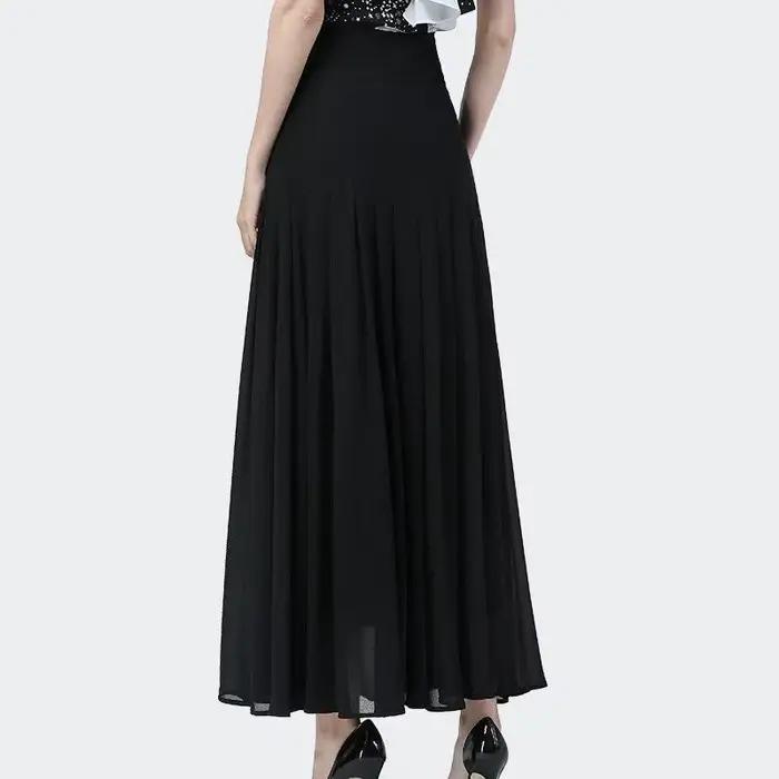 Jupe plissée en mousseline de soie pour femme