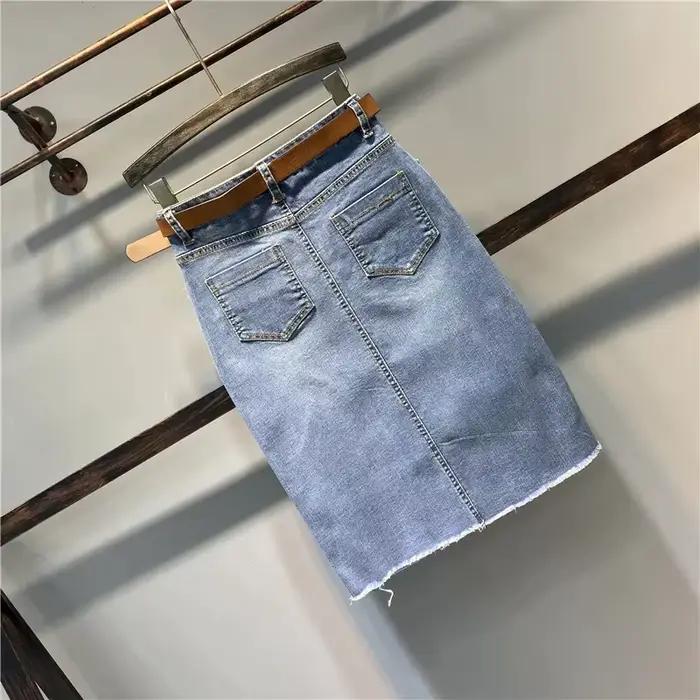 Jupe en jean taille haute élastique mi-longue moulante pour femme nouvelles modes printemps été 2026 avec fente polyvalente occassions spéciales