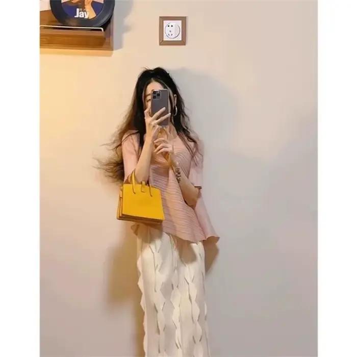 Demi-jupe plissée de haute qualité pour femmes, jupe amincissante taille haute élastique, nouveau Style d'été 2021, jupe longue mi-longue décontractée à volants