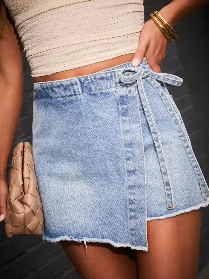 Jupe-culotte en jean pour femme
