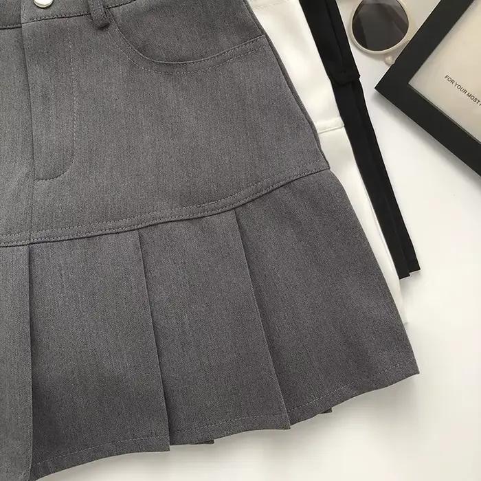 Jupe plissée vintage taille haute pour femmes, style collégial, mini jupe korean street, décontractée et polyvalente pour toutes les occasions
